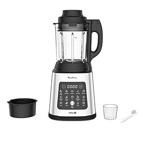 Moulinex Verwarmde blender, 1400 W, 10 automatische programma’s, afneembare messen, dieptereinigingsfunctie, stoommand, Perfectmix Cook LM83SD10, metaal