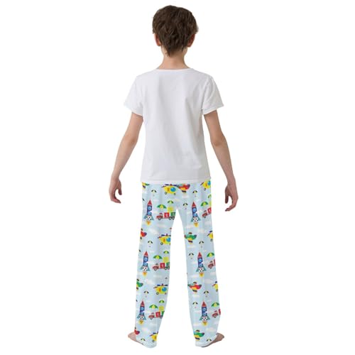 ZZXXB Rocket Aircraft Boys Long Pants Soft Trousers Elastic Waist Kids Lounge Bottoms with Pockets S-XL3