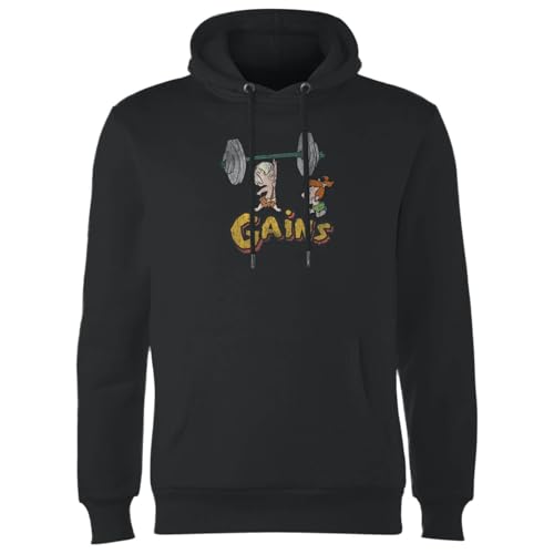 Image of Zavvi Official The Flintstones Bam Bam Distressed Gains Adults Hoodie - Black - XXL