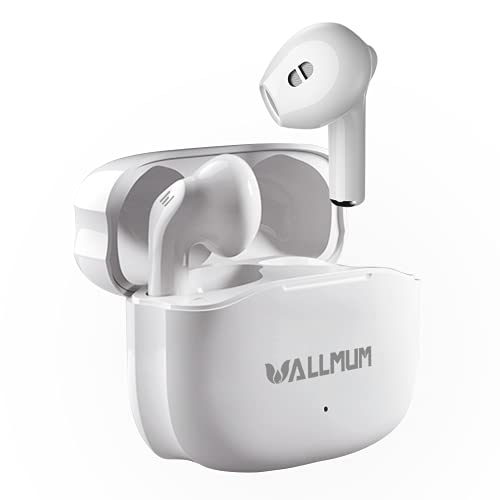 WALLMUM True Wireless Earbuds Bluetooth 5.0 with Mic for iPhone & Android Bluetooth Heaphones in Ear Hi-Fi Stereo Earphones Touch Control Waterproof Headset with Charging Case for Sport White
