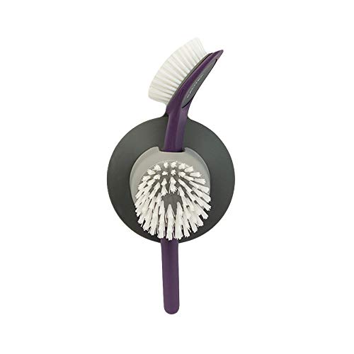 Calitek CAL130 Spülbürsten, 2er-Set, Spülschrubber mit kratzfreier Borste langer Griff und platzsparender Saugnapfhalter Ideal für Töpfe und Pfannen mit Antihaftbeschichtung Cover