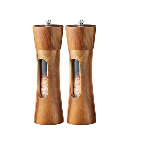 Molinillo manual de pimentero madera maciza for utensilios cocina(A-2PCS)