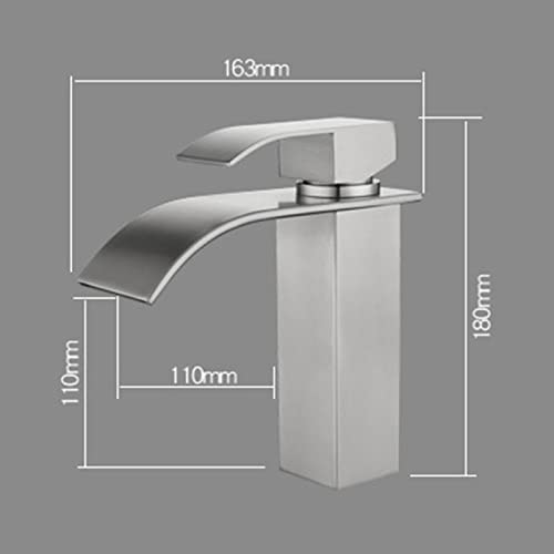 Robinet cascade noir salle de bain en acier inoxydable eau chaude froide