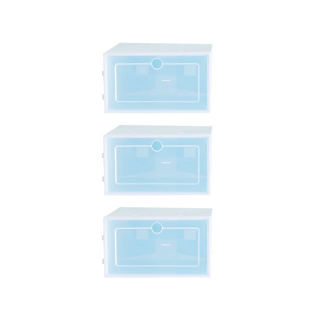 NUOBESTY Scatole Portascarpe Impilabili 6 Pezzi in Plastica PP, l Blu