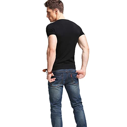 ZUEVI Men's Workout T Shirts Slim Fit Athletic Bodybuilding T-Shirts Muscle Short Sleeve V Neck Tees3