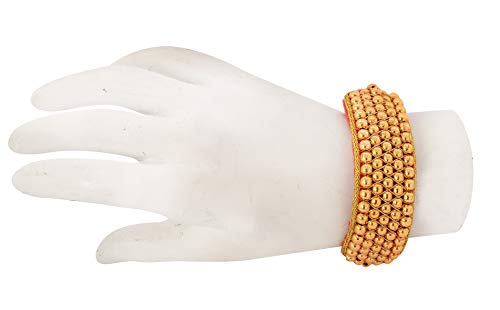 Handicraft Kottage Women's Traditional Gold Plated Royal Rajasthani Look Pochi Armlet Kada | Bajuband Armlet | Bangles Set for Girls & Women