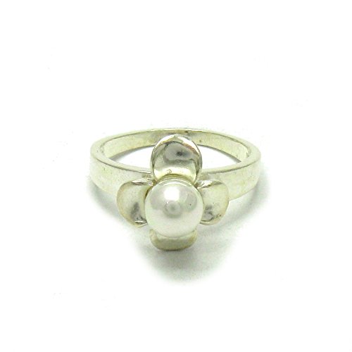Bague argent 925 fleur et perle 6mm au savoir-faire joaillier exclusif R001429