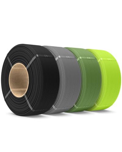 SUNLU 4KG Matte PLA Filament Refill, Black+Olive Green+Grey+Sprout Green