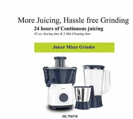 Image of Philips HL7567 /03 500W Juicer Mixer Grinder with 2 Stainless Steel Jars, 3 Speed Control with Pulse, Overload Protection, Powerful Motor for Grinding, Blending & Juicing, Deep Azure