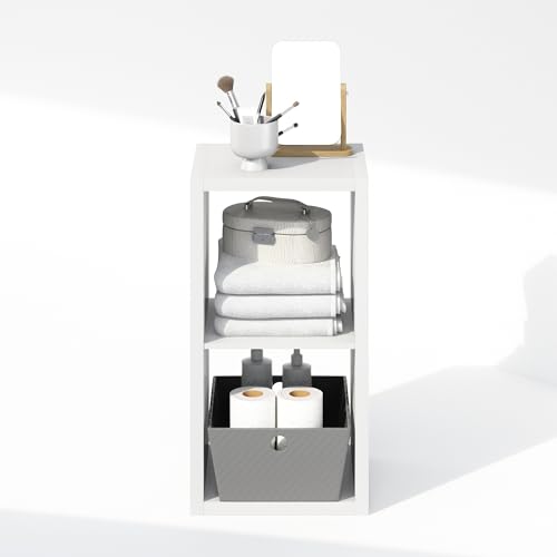 Image of Furinno Cubic Extra Thick 2-Cube Closet Organizers and Storage, White | 14.6 x 16 x 30 in, Open Shelf Closet Storage, Closet Organizer, for Wardrobe, Bedroom, Living Room