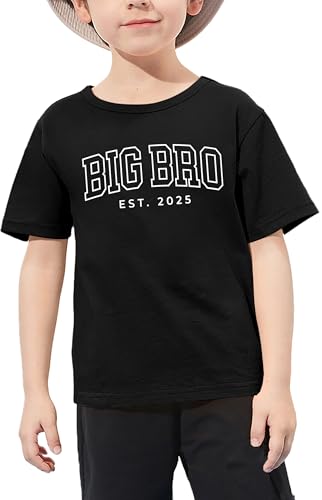 Big Brother Shirt Toddler Baby Boys Embroidery Big Bro Est. 2025 T-Shirt Big Brother Announcement T-Shirt Summer Tops2