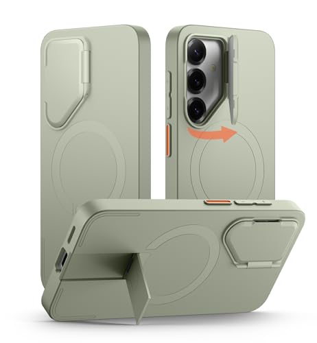 Image of SURITCH for Samsung Galaxy S25+ Plus Phone Case, Magnetic Shockproof Protective Cover with Camera Cover & Adjustable Metal Kickstand for Galaxy S25+ Plus(2025)-Sage Green