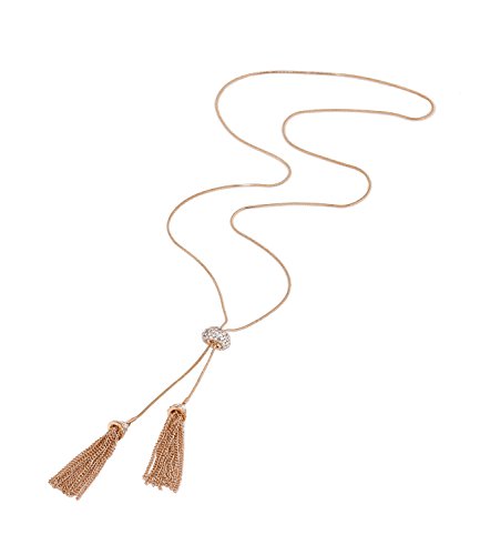 Tassel Pendant Lariat Y Necklace Long Snake Chain Necklaces with Adjustable Crystal Slider Ball4