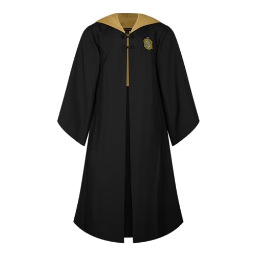 Harry Potter Adult Hufflepuff Robe Official Hogwarts House Costume with Embroidered Crest Yellow Lining & Wand Pocket XL/XXL