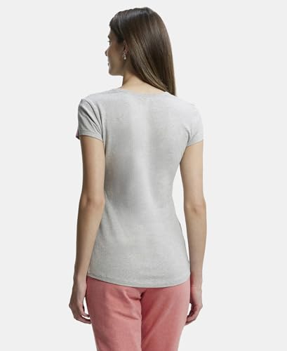 Image of Jockey UL03 Women's Super Combed Cotton Elastane Stretch Slim Fit Solid V Neck Henley Styled Half Sleeve T-Shirt