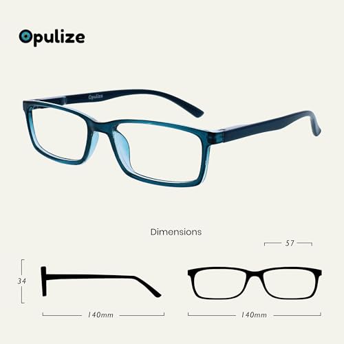 Image of OPULIZE SEE Reading Glasses with Blue Light Blocking for Women and Men, Narrow Frame, Spring Hinges, Computer Gaming Glasses, Turquoise +1 (Pack of 1)