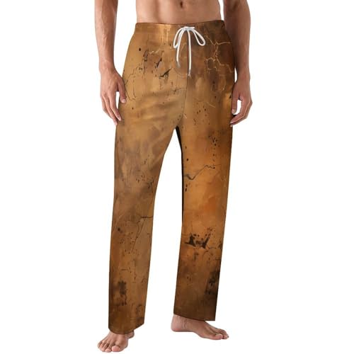 Abstract Brown Rust Color Mens Pajama Pants Print Lounge Pant PJ Bottoms Sleepwear Loungewear