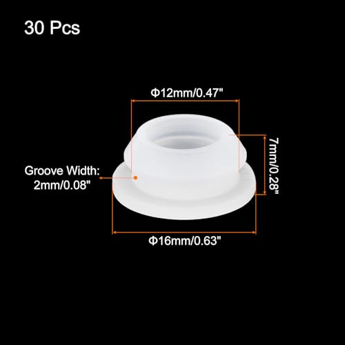 Image of MECCANIXITY 30pcs Silicone Snap in Locking Hole Plugs,12mm /0.5 Inch Mounting Diameter Narrow Groove Width 2mm Panel Seal Cover Round for Kitchen Bulkheads Waterproof Sealing Plugs Clear