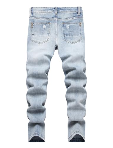 SEAUR Boys Ripped Denim Jeans Cotton Skinny Fit Distressed Pants Kids Classic Washed Bottoms2