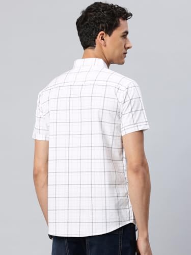 Image of Majestic Man Slim Fit Pure Cotton Half Sleeve Checked Casual Shirt