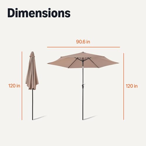 Image of Amazon Basics 10-Foot Patio Umbrella with Crank Lift and Push Button Tilt, Outdoor Umbrella for Yard and Garden, Tan