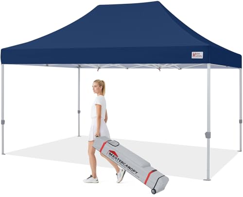 Image of MASTERCANOPY 10x15 Heavy Duty Pop Up Canopy Tent with Roller Bag,Navy Blue