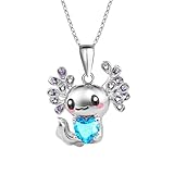 女性や女の子向けのかわいいペンダントネックレス。丈夫なエナメル素材の漫画ジュエ。お子様やティーンの誕生日に。 ネックレスを重ねる (Blue, 3x3cm)#0721