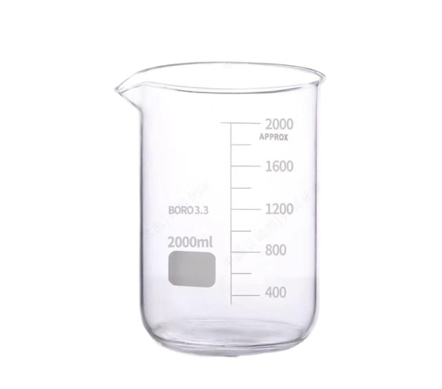 1 szt. zlewka ze szkła borokrzemianowego – 100 ml do 5000 ml – grube ścianki, sprzęt laboratoryjny odporny na wysoką temperaturę(2000ml)