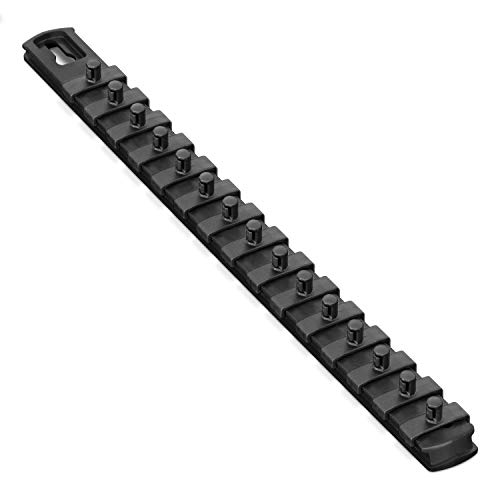 Image of Ernst Manufacturing 13-Inch Magnetic Socket Organizer with 15 1 /4-Inch Twist Lock Clips, Black (8423M-Black-1 /4)
