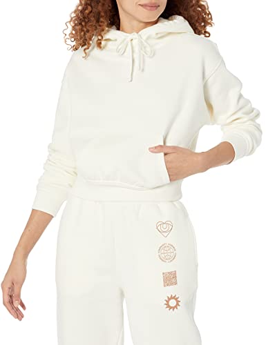Amazon Essentials Womens Crop Pullover Hoodie Sweatshirt with Kangaroo Pocket (Available in Plus Size) Eggshell White Small