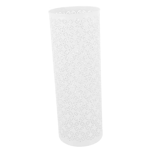 Porte-parapluie blanc métallique TOPBATHY robuste avec bac pour stocker journaux et cannes