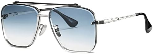 Gtand Square Aviator Gradient Sunglasses For Women Men Trendy Metal Shades
