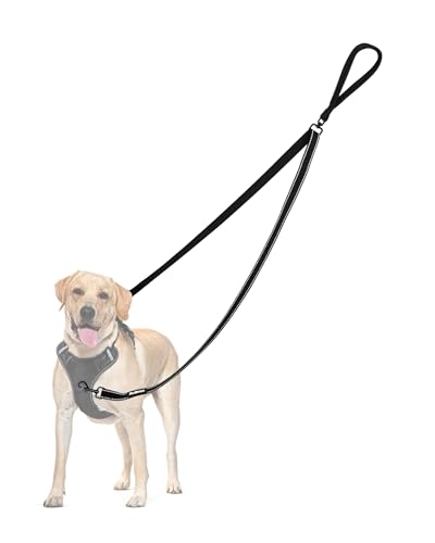 Zugstopp Halsband Hunde Große Hunde 1.5 M Anti-Zieh Geschirr für Mittlere Hundeleine Doppelleine für Reflektierend Hundeleine zum Trainieren und Gassi gehen für Große Mittlere (Schwarz)