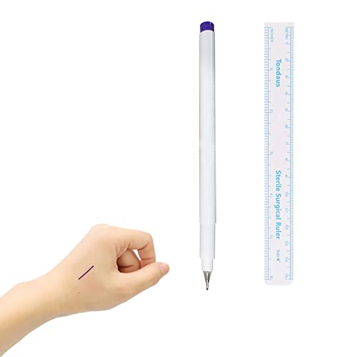Marqueur Peau, Tatouage Sur Peau Stylo, Stylo Tatouage,Une Seule Tête 1mm, avec Règle, Stylo Marqueur de Beauté Médicale Chirurgicale, Marqueurs de Ligne de Tatouage, Pas Facile à Effacer