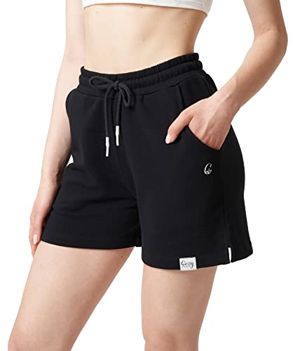 Cozy Panda Kurze Schwarze Hose Damen in S aus Baumwolle - Damenshort Gr. 36...