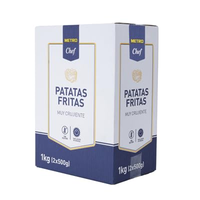 Patatas Fritas Metro Chef - 100% Naturales, Muy Crujientes, Calidad Artesanal, 1kg (2x500g) (6 CAJAS)