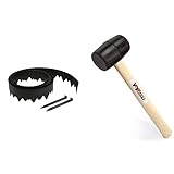 EasyFlex Pound-in Landscape Edging, 4.5 in. Straight Top Plastic Garden Border, 20 Foot Kit, Black, (3500-20C-3) & YIYITOOLS YY-2-005 Rubber Mallet Hammer with Wood Handle–8-oz, Black