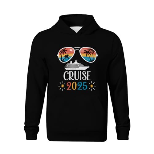 Kids Cruise Vacation 2025 Trip Matching Family Group Boys Girls Lightweight Kangaroo Pocket Fleece Hoodies2