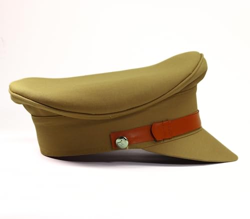 Image of Cotton Blend Police Cap for Men | Brown Khakhi Color Cap for Inspector, Commissioner | Adult Size-23