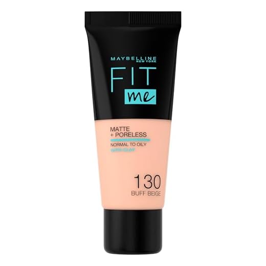 MAYBELLINE New-York - Fond de Teint Fluide Fit Me Matte and Poreless - Peaux normales à grasses - teinte : 130 Buff Beige - 30 ml (Paquete de 1)