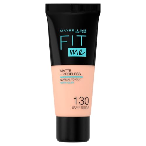 MAYBELLINE New-York - Fond de Teint Fluide Fit Me Matte and Poreless - Peaux normales à grasses - teinte : 130 Buff Beige - 30 ml (Paquete de 1)