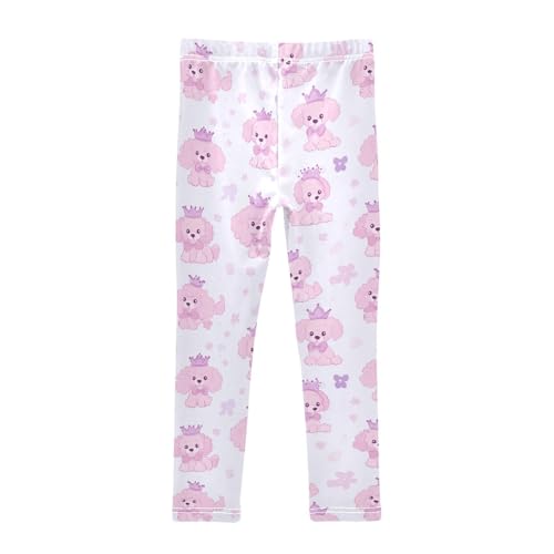Wusikd Cute Pink Crowns Girls' Leggings Toddler Doodles Bows Kids Yoga Pants Dance Active Tights 4T2
