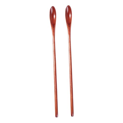 NAMOARLY 2pcs Thin Handle Mixing Spoon Serving Spoons Honey Stir Stick Honey Ladle Drink Spoons Coffee Stirring Spoon Honey Dipper Mini Honey Ladle Spoon Honey Stirring Scoop Handled Wood