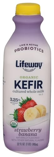 Lifeway Organic Strawberry Banana Whole Milk Kefir, 32 Fz
