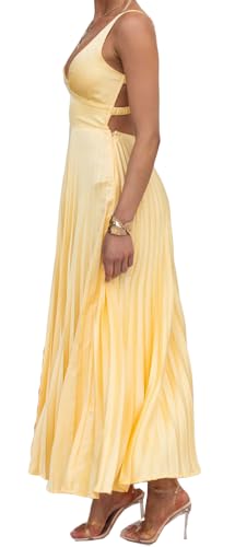 Image of Recious Womens Sexy Sleeveless Deep V Neck Satin Pleated Ruffles Bodycon Party Clubwear Dress