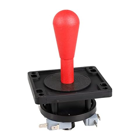 Avisiri American Style Arcade 2Pin Joystick Switchable from 8 Ways Operation, Elliptical Black Handle, Precision 187" 4.8mm Terminal for Video Games Arcade1UP Machine Parts (Red) Cover