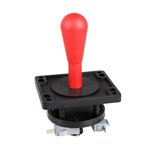 Avisiri American Style Arcade 2Pin Joystick Switchable from 8 Ways Operation, Elliptical Black Handle, Precision 187" 4.8mm Terminal for Video Games Arcade1UP Machine Parts (Red)