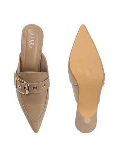 Image of ELLE Women Elegant Buckle Kitten Heel Slip-On Mule