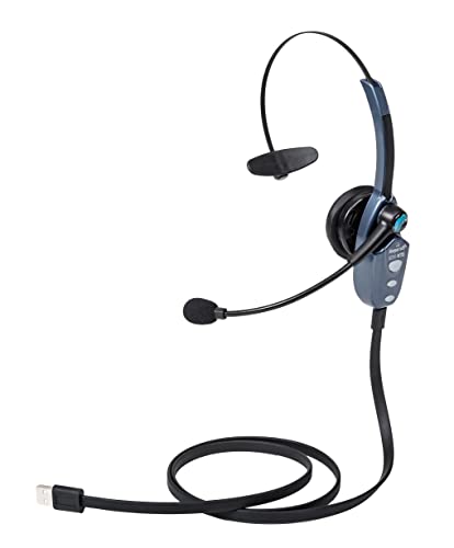 Image of BlueParrott B250-XTS Mono Bluetooth Wireless Headphones 91% Noise Canceling Over Head Trucker Headset with Mic, Lightweight Design with Adjustable Headband, 20 hrs. Talk Time, Blue