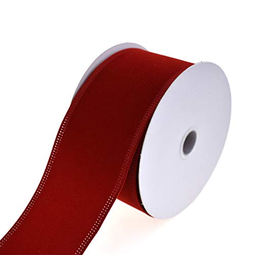 Homeford Christmas Velvet Wired Edge Ribbon, 2-1/2-inch, 10-Yard, Dark Red
